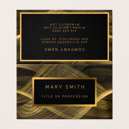 Elegant Luxury Gold Black Wave Visitekaartje (Buitenkant ongevouwen)