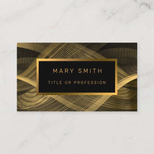 Elegant Luxury Gold Black Wave Visitekaartje (Voorkant)