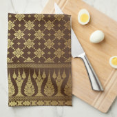 Elegant Luxury Gold en Brown Egyptian Damask Theedoek (Quarter Fold)