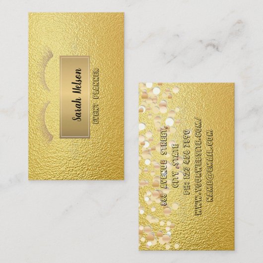 Elegant Luxury Gold Faux Lashes Visitekaartje (Voorkant / Achterkant)