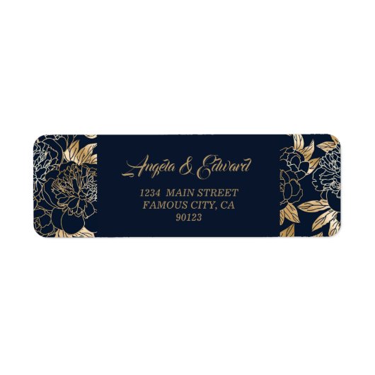 Elegant Luxury Gold Florals Weddenschap Label (Voorkant)