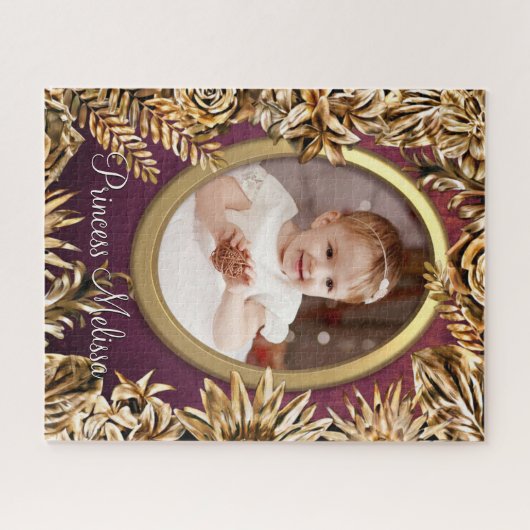 Elegant Luxury Gold Flowers voegen uw foto aan uw Legpuzzel (Horizontaal)