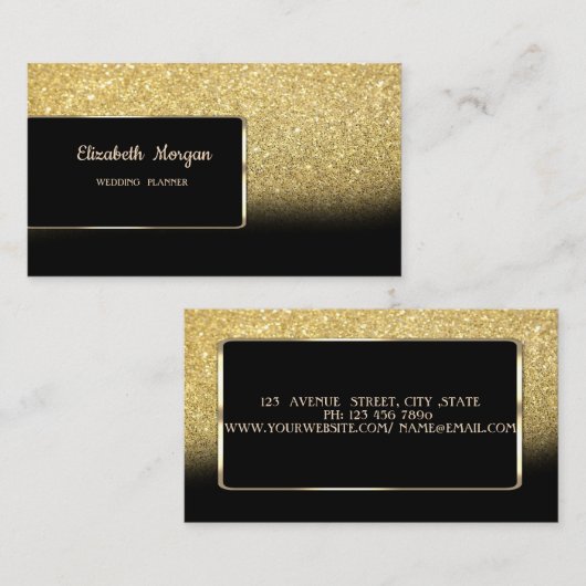 Elegant Luxury Gold Glitter Bokeh Ombre Visitekaartje (Voorkant / Achterkant)