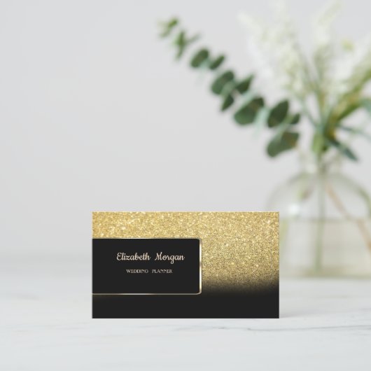 Elegant Luxury Gold Glitter Bokeh Ombre Visitekaartje (Staand voorkant)