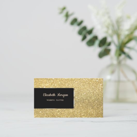 Elegant Luxury Gold Glitter Bokeh Visitekaartje (Staand voorkant)