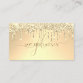 Elegant Luxury Gold Glitter Drift Monogram Visitekaartje (Voorkant)