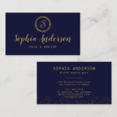 Elegant Luxury Gold Glitter & Signature Script Visitekaartje (Voorkant / Achterkant)
