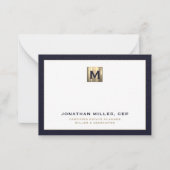 Elegant Luxury Gold Initiaal Logo Notitiekaartje (Voorkant)