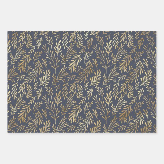 Elegant Luxury Gold Leaf Pattern Kerstmis Inpakpapier Vel (Voorkant 2)