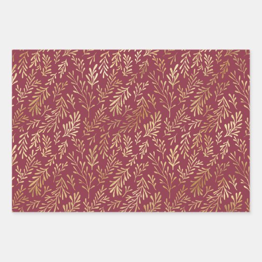 Elegant Luxury Gold Leaf Pattern Kerstmis Inpakpapier Vel (Voorkant)