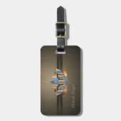 Elegant Luxury Gold Lotus, gestreept Bagagelabel (Voorkant verticaal)