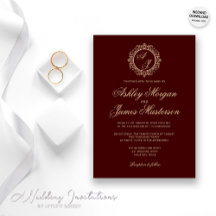 Elegant Luxury Gold Monogram Burgundy Wedding