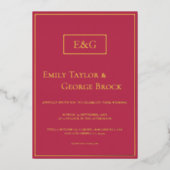 Elegant Luxury Gold Script Magenta Modern Wedding Folie Uitnodiging (Voorkant)