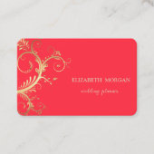 Elegant Luxury Gold Swirls Red Visitekaartje (Voorkant)