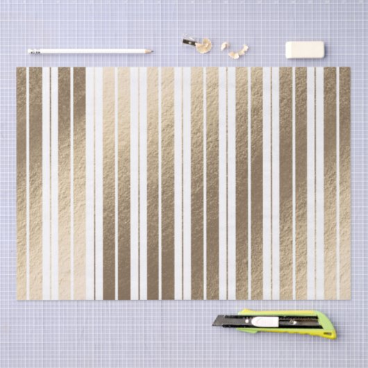Elegant Luxury Gold White Striped Kerstmis Tissuepapier (Craft)