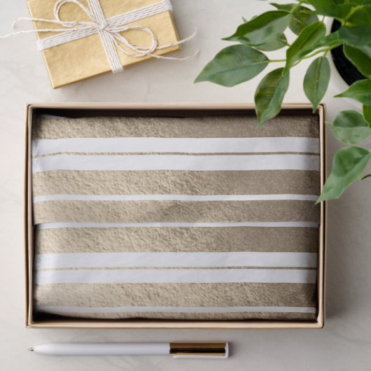 Elegant Luxury Gold White Striped Kerstmis Tissuepapier (Geschenk)