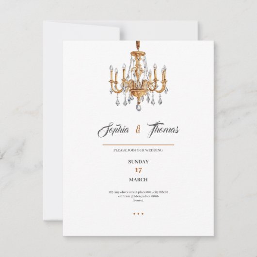 Elegant luxury golden classy wedding invitation kaart (Voorkant)
