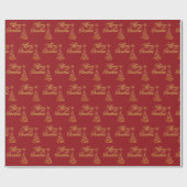 Elegant Luxury Golden Crimson Red Merry kerst Cadeaupapier (Vlak)