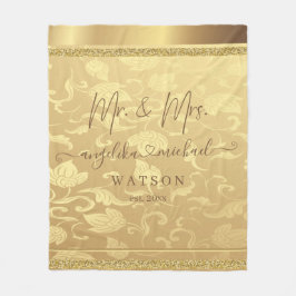 Elegant Luxury Golden Damask en Mrs Trendy Fleece Deken