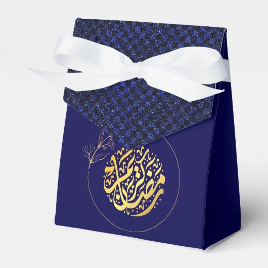 Elegant Luxury Golden Navy Glitter Ramadan Kareem Bedankdoosjes (Voorkant Zijde)