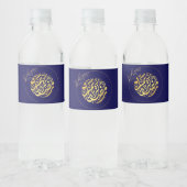 Elegant Luxury Golden Navy Glitter Ramadan Kareem Waterfles Etiket (Flessen)