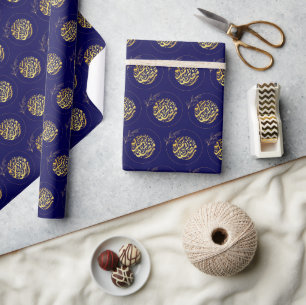 Elegant Luxury Golden Navy Ramadan Kareem Cadeaupapier