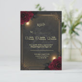 Elegant Luxury Goth Glam Wedding RSVP Kaartje (Staand voorkant)