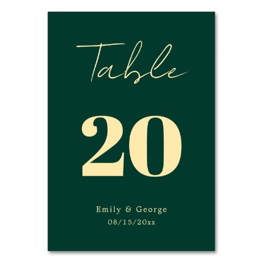 Elegant Luxury Green Gold Script Modern Wedding Kaart (Voorkant)