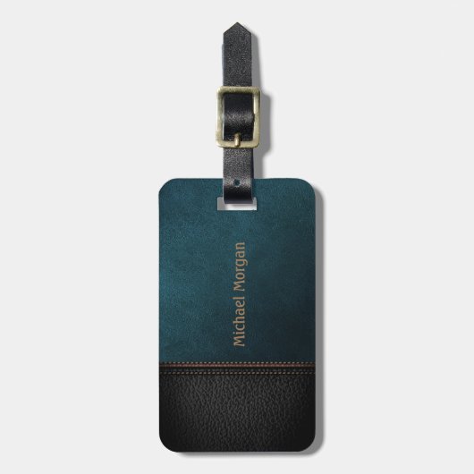 Elegant Luxury Green Leathe look Bagagelabel (Voorkant verticaal)