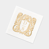 Elegant Luxury Hand Drawn Crest Wedding Monogram Folie Servetten (Links)