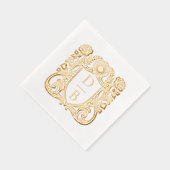 Elegant Luxury Hand Drawn Crest Wedding Monogram Folie Servetten (Rechts)