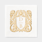 Elegant Luxury Hand Drawn Crest Wedding Monogram Folie Servetten (Voorkant)