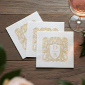 Elegant Luxury Hand Drawn Crest Wedding Monogram Folie Servetten