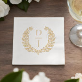 Elegant Luxury Hand Drawn Wreath Wedding Monogram Folie Servetten