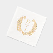 Elegant Luxury Hand Drawn Wreath Wedding Monogram Folie Servetten (Links)