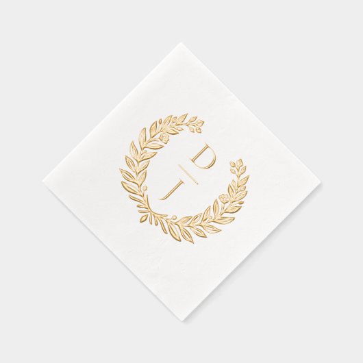 Elegant Luxury Hand Drawn Wreath Wedding Monogram Folie Servetten (Rechts)