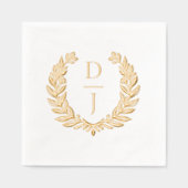 Elegant Luxury Hand Drawn Wreath Wedding Monogram Folie Servetten (Voorkant)