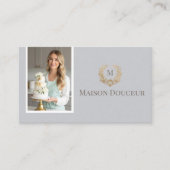 Elegant Luxury Home Baker Floral Crest Monogram  Visitekaartje (Voorkant)