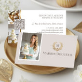 Elegant Luxury Home Baker Floral Crest Monogram Visitekaartje