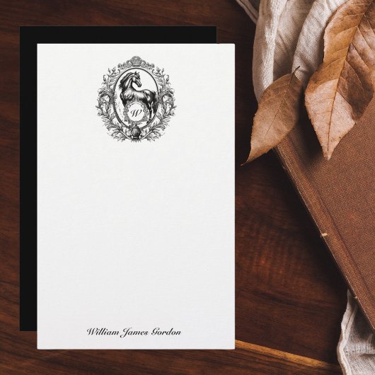Elegant Luxury  Horse Equestrian Monogram Briefpapier