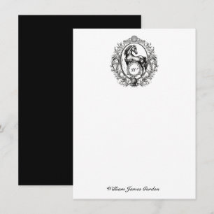 Elegant Luxury  Horse Equestrian Monogram Notitiekaartje