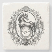 Elegant Luxury  Horse Equestrian Monogram Stenen Onderzetter (Voorkant)