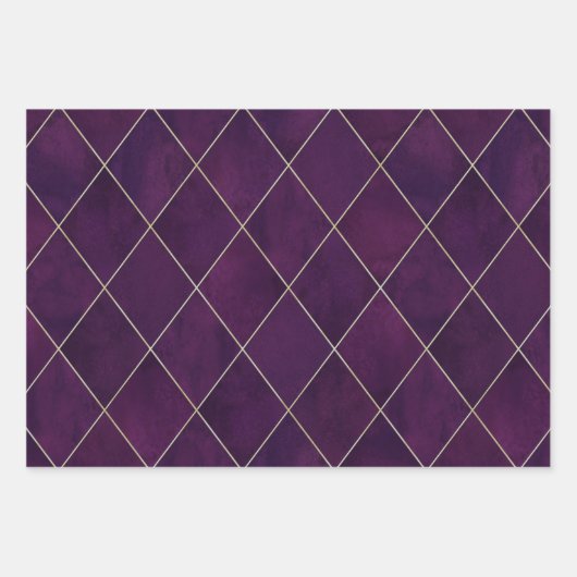 Elegant Luxury Jewel Tones Argyle Pattern Inpakpapier Vel (Voorkant 3)