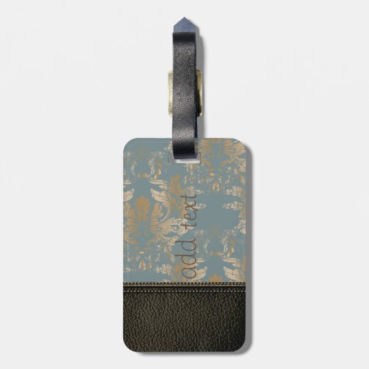 Elegant Luxury, Leathe look, Damask Bagagelabel (Achterkant verticaal)