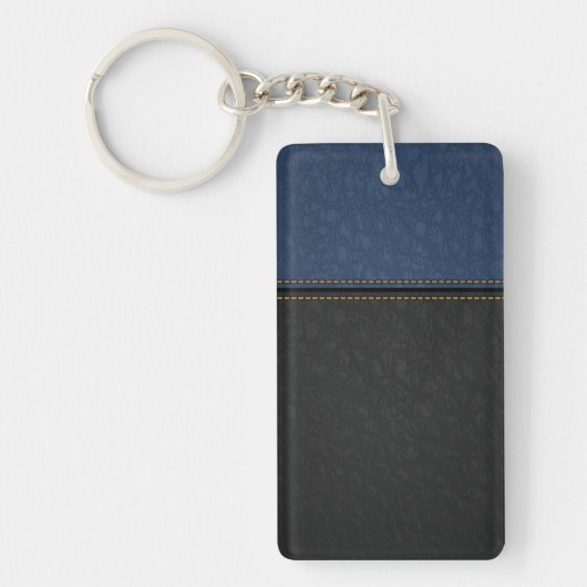 Elegant Luxury Leather Blue Black Sleutelhanger (Voorkant)