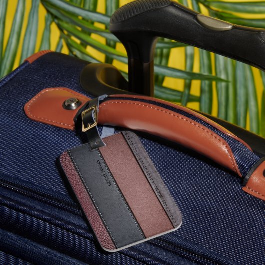 Elegant Luxury Leather Kijk donkerzwart Bagagelabel (Voorkant Insitu 1)