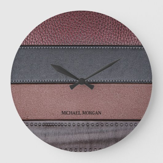 Elegant Luxury Leather Kijk donkerzwart Grote Klok (Voorkant)