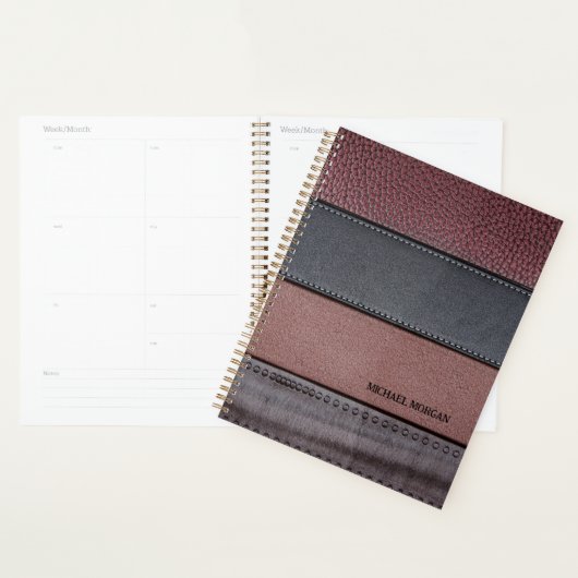 Elegant Luxury Leather Kijk donkerzwart Planner (Display)
