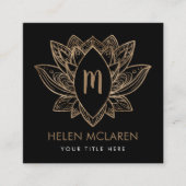 Elegant Luxury Lotus Monogram  Vierkante Visitekaartje (Voorkant)