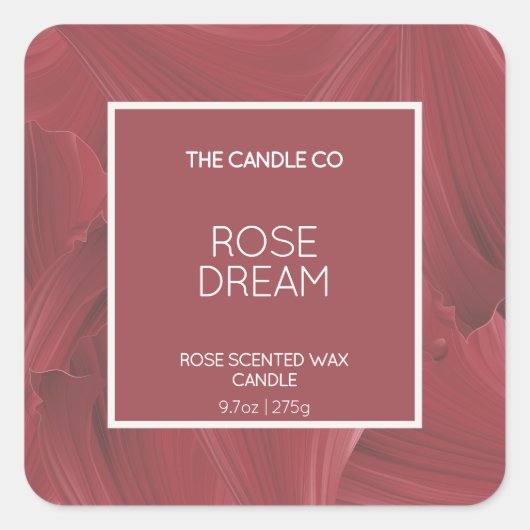 Elegant Luxury Modern Abstract Red Candle Vierkante Sticker (Voorkant)